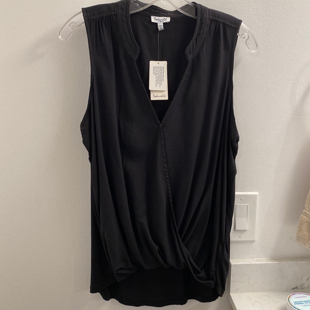 Splendid Mixed Media Surplice Tank